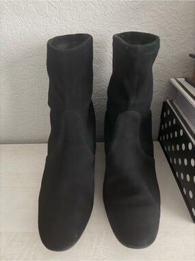 Stuart Weitzman Black Faux Pearl accent Sock Boot
